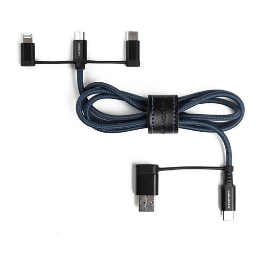 Discovery Woven 3-in-1 USB Charging Cable – Micro, Lightning & Type-C
