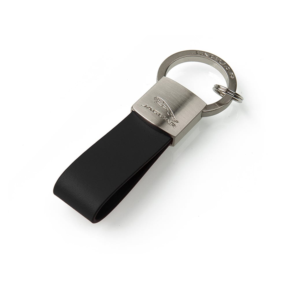 Jaguar Leather Loop Keyring - Black