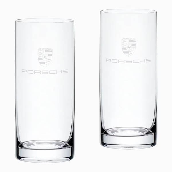 Set of 2 Highball Glasses with Porsche Crest